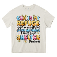 Cream god is my refuge and my fortress under his wings Heavy Core Tee - MaliasSmallBusiness