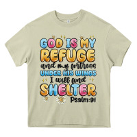 Mossy god is my refuge and my fortress under his wings Heavy Core Tee - MaliasSmallBusiness