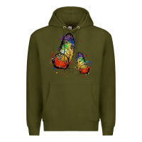 Army Green rainbow butterfly pride Premium Hoodie - FaDigitalArtStudio