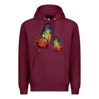 Burgundy rainbow butterfly pride Premium Hoodie - FaDigitalArtStudio