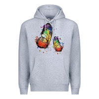 Heather Grey rainbow butterfly pride Premium Hoodie - FaDigitalArtStudio