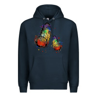 Navy rainbow butterfly pride Premium Hoodie - FaDigitalArtStudio