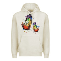 Oatmeal Heather rainbow butterfly pride Premium Hoodie - FaDigitalArtStudio