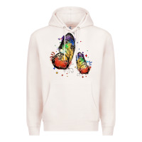 Pale Pink rainbow butterfly pride Premium Hoodie - FaDigitalArtStudio