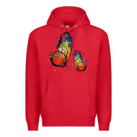 Red rainbow butterfly pride Premium Hoodie - FaDigitalArtStudio