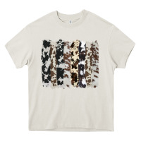 Cream cowhide brushstroke Heavy Core Tee - AdoDesignShop