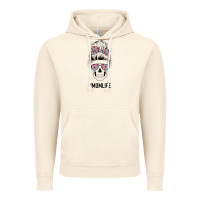 Vintage Artic Pink Flower on Cyan Background Mom Skull Vintage Hoodie - Bettercallsaul