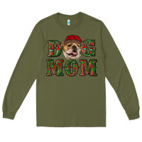 Army Green Christmas English Bulldog Mom Long Sleeve Tee - RanaPortraitStore