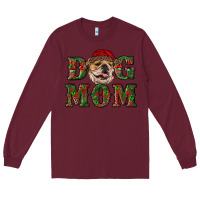 Burgundy Christmas English Bulldog Mom Long Sleeve Tee - RanaPortraitStore