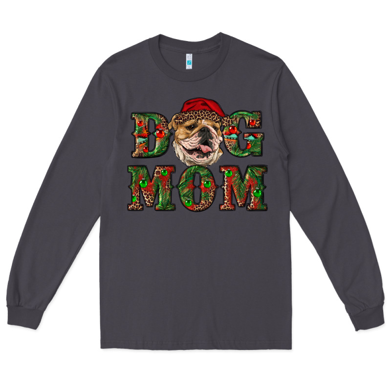 Christmas English Bulldog Mom Long Sleeve Tee by RanaPortraitStore | Teevron