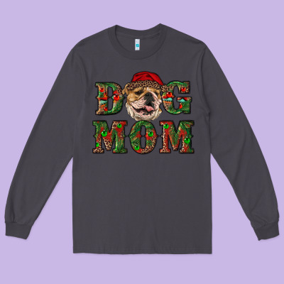 Christmas English Bulldog Mom Long Sleeve Tee Designed By Ranaportraitstore