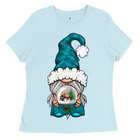 Baby Blue winter gnome with snow globe Ladies Tee - NancyCooperArtShop