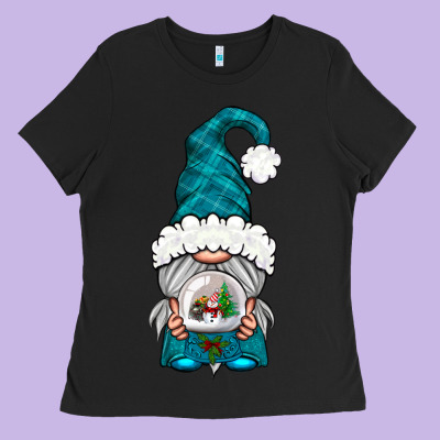 Winter Gnome With Snow Globe Ladies Tee Designed By Nancycooperartshop