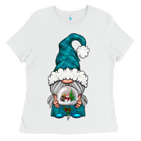 White winter gnome with snow globe Ladies Tee - NancyCooperArtShop