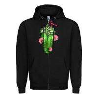 Black Western Cactus Cold Frappe Zipper Hoodie - FaDigitalArtStudio