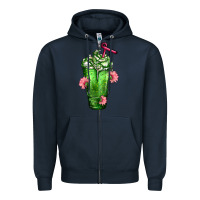 Navy Western Cactus Cold Frappe Zipper Hoodie - FaDigitalArtStudio