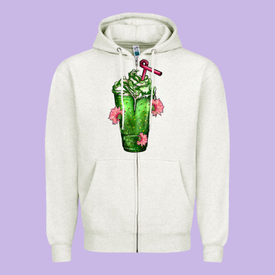 Western Cactus Cold Frappe Zipper Hoodie Designed By Fadigitalartstudio