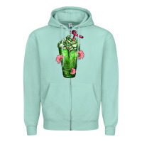 Seafoam Western Cactus Cold Frappe Zipper Hoodie - FaDigitalArtStudio