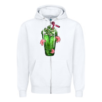 White Western Cactus Cold Frappe Zipper Hoodie - FaDigitalArtStudio