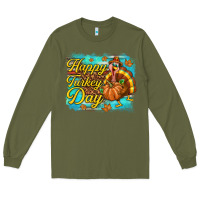 Army Green Happy Turkey Day Long Sleeve Tee - texasbilliewilder