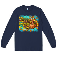 Navy Happy Turkey Day Long Sleeve Tee - texasbilliewilder