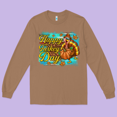 Happy Turkey Day Long Sleeve Tee Designed By Texasbilliewilder