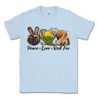 Dusty Blue Peace Love Red Fox Classic Tee - LillyAllenDesigns