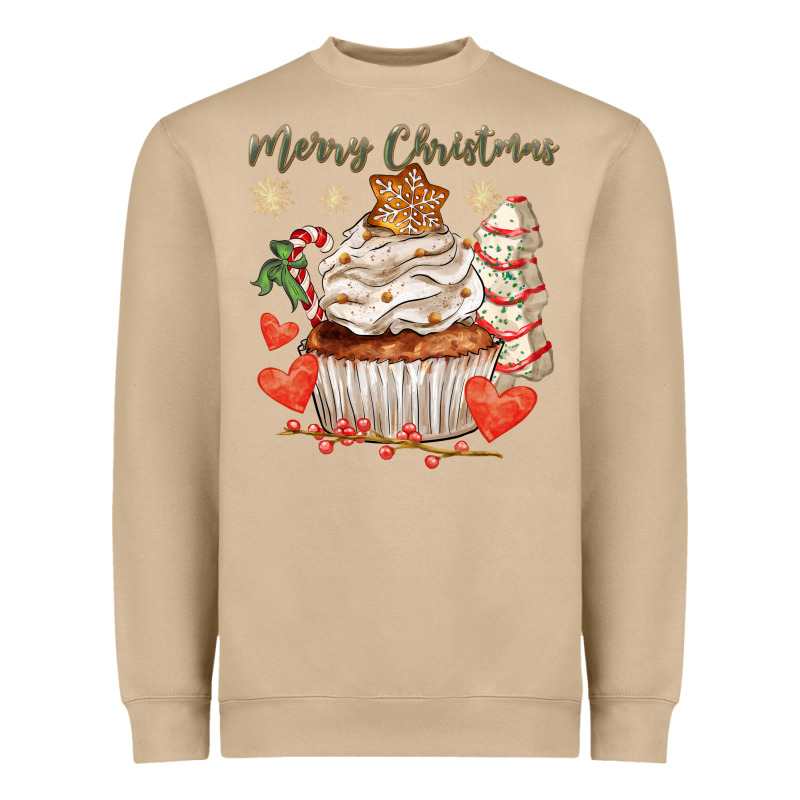 Merry Christmas Cupcake Heavyweight Sweatshirt by CowGirlArtShop | Teevron