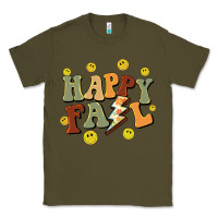 Army Green happy fall smiley face Classic Tee - BarkalooDesign
