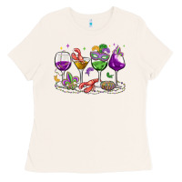 Bone mardi gras wine glasses Ladies Tee - MaliasSmallBusiness