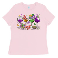 Bubblegum Pink mardi gras wine glasses Ladies Tee - MaliasSmallBusiness