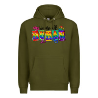 Army Green we are all human Premium Hoodie - FaDigitalArtStudio