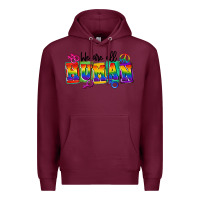 Burgundy we are all human Premium Hoodie - FaDigitalArtStudio