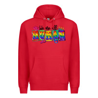 Red we are all human Premium Hoodie - FaDigitalArtStudio