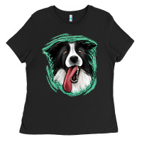 Black border collie Ladies Tee - Jasminsmagicworld