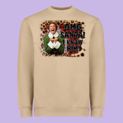 Omg Santa I Know Him Elf Heavyweight Sweatshirt Designed By Cowgirlartshop