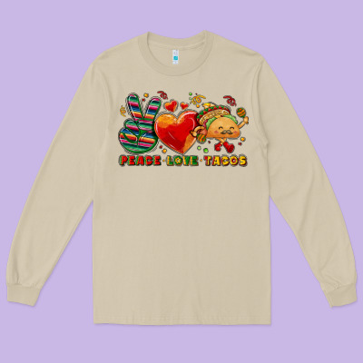 Peace Love Tacos Long Sleeve Tee Designed By Nancycooperartshop