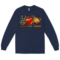 Navy Peace love tacos Long Sleeve Tee - NancyCooperArtShop