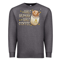 Charcoal Heather Half Human Half Coffee Premium Sweatshirt - CowhideDigitalArt
