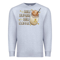 Heather Grey Half Human Half Coffee Premium Sweatshirt - CowhideDigitalArt