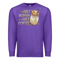 Purple Half Human Half Coffee Premium Sweatshirt - CowhideDigitalArt