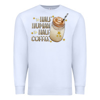 White Half Human Half Coffee Premium Sweatshirt - CowhideDigitalArt