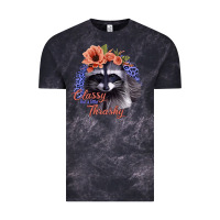 Cloud Black Classy But a Little Thrashy Raccoon with Flowers Vintage Tee - Bettercallsaul