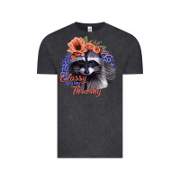 Vintage Black Classy But a Little Thrashy Raccoon with Flowers Vintage Tee - Bettercallsaul
