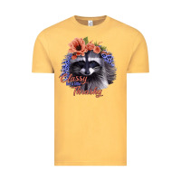 Vintage Mustard Classy But a Little Thrashy Raccoon with Flowers Vintage Tee - Bettercallsaul