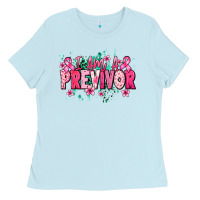 Baby Blue i am a previvor Ladies Tee - NancyCooperArtShop