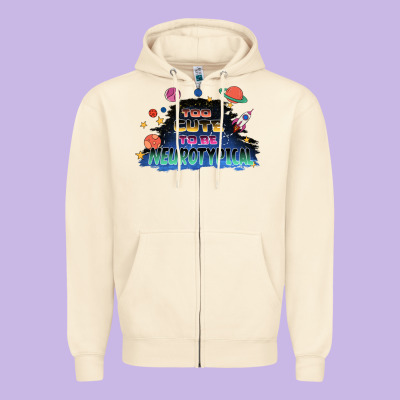 Too Cute To Be Neurotypical Zipper Hoodie Designed By Fadigitalartstudio