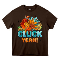 Chocolate Brown cluck yeah Heavy Core Tee - MaliasSmallBusiness