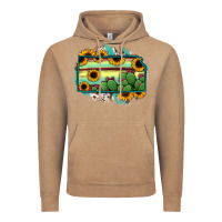 Vintage Coffee Kansas map sunflower catus serape Vintage Hoodie - RanaPortraitStore