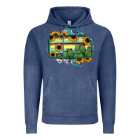 Vintage Denim Kansas map sunflower catus serape Vintage Hoodie - RanaPortraitStore